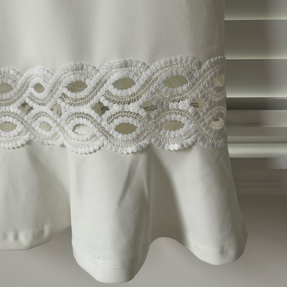 Lulus Midi Dress In the Name of Love White Crochet Lace Trumpet Bridal Small - Picture 8 of 14